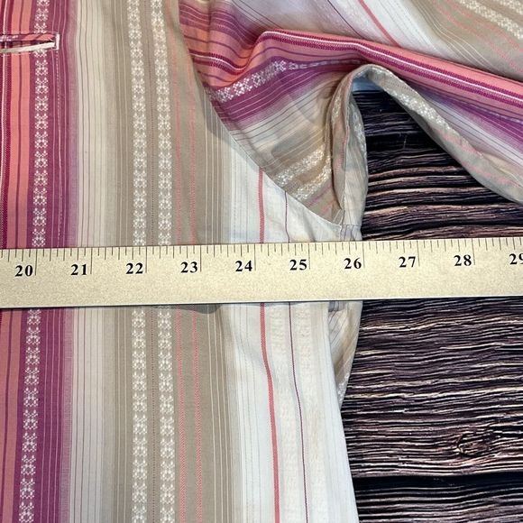 Tommy Bahama Mens‎ Button Up Gray Pink Striped Long Sleeve Silk Blend Shirt XLX - Picture 8 of 9